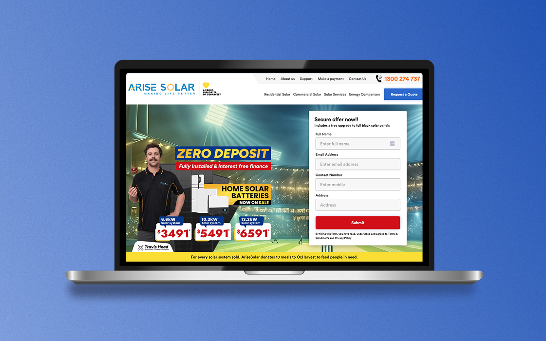 Before and after landing page example showing how JMarketing decreased cost per lead by 31 percent